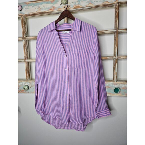 GAP Tops - Gap Linen Oversized Boyfriend Button up Striped Shirt Ladies size XS